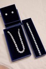 Swarovski Crystal Jewelry Set Clear Silver Necklace Bracelet Earrings