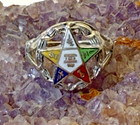 Vintage 10k White Gold And Multi Color Enamel Order Of Eastern Star Masonic Ring