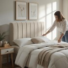 Nestl Upholstered Twin Size Headboard Easy Wall Assemble Channel Stitched  Beige