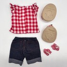 Build A Bear Rare Red White Checkered Set Jeggings Ear Bows Shoes Teddy Outfit