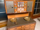 Antique Vintage Kitchen Stove Oven Cabinets Metal Kids Play Toy Pittsburgh Pa 