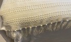 Vintage Handmade Off-white Crocheted Afghan Throw Blanket W fringe- 60 w X 80 l