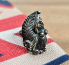 Vintage Navajo Sterling Silver Handmade Floral feather Applique Ring  size 6 75 