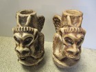 Vtg 90 s Nos Creepy Gargoyle Candle Holder Pottery Clay Craft Statue Set