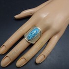 Navajo Kelsey Jimmie Tufa Cast Sterling Silver Turquoise Ring Size 8 75
