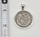 Vtg Chinese 925 Sterling Silver Dragon Cash Coin Medallion Drop Pendant - 10 7g