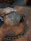 Real Deal 70 Lb Ball And Chain Prison Gang Shackle Leg Iron Handcuff Vintage 