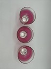 Antique Vintage Pink Cranberry Cut Crystal Shot Glasses  Frosted Pedestal Set 3