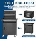 5 8-drawer Rolling Tool Chest With Lockable Wheel  Detachable Top Box And Cart