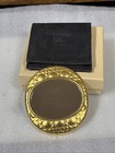 Vintage Christian Dior Compact Mirror Gold Tone 2 5  X 2 8125  Caned Quilted