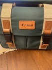 Retro Canon Camera Bag Organizer Green Pockets Shoulder Strap Dslr Carry Case 