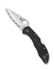 Spyderco Delica 4 Folding Knife Serrated Vg-10 Blade Black Frn Handle C11sbk