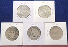 Silver Half Dollar - 5 Coin Type Set - Barber  Walker  Franklin  Jfkx2 - Barb9a