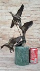 Handcrafted 3 Ducks Flight Duck Game Hunter Gift Bird Wildlife Art Bronze Figure