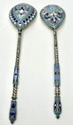 2 Antique  875 Silver enamel Cloisonne Spoons By Gustav Klingert Before 1899