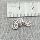 5pcs Of 925 Sterling Silver Chinese Character Fortune   Longevity Charms 2-sided