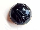 Large Antique Faceted Dug Button   Swirls Design Under Glass On Brass   1-5 16 
