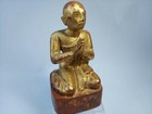 19th Century Burmese Carved Wood Praying Buddha