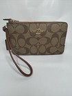 Coach Double Corner Zip Wristlet Khaki   Redwood