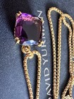 David Yurman3mm 18k Gold Chain Purple Diamond Pendant Necklace 50 5cm Length