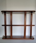 Vtg Mid Century Modern Knick Knack Wall Shelf Curio Hanging Display Wood 23 5 