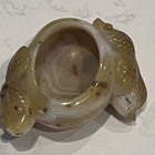 Antique Hand Carved Agate Koi Fish Chinese Brush Washer Bowl