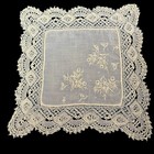 Vtg Hanky Handkerchief White Embroiderey And Lace Hk174