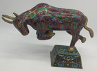Vintage Chinese Cloisonn   Enamel Bronze Zodiac Cattle Ox Bull Animal Statue