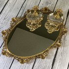 Vintage 1950-60s Ornate Gold Tone Hollywood Regency Ormolu  3  Piece Vanity Set 