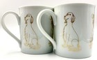 Two Charming Eschenbach Guy Buffet Coffee Mugs  Gold Dogs  Frank Mcintosh Home 