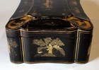 Qing Chinese Plum Colored Lacquer Box Decorated With Courtiers In Gardens C 1870