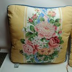 4 Croscill Throw Pillow Set Lot Bolster Roll Square Floral Flowers Yellow