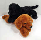 Fao Schwarz Chocolate   Black Labrador Puppy Dog Plush Stuffed Animal Laying  2 