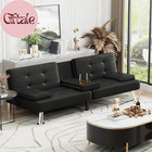 Futon Sofa Bed  Leather Futon Couch With Removable Armrests  Adjustable Recliner