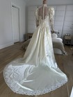 Retro Lace Wedding Dress Beaded With Fluffy Sleeves Romantic Sweep Train