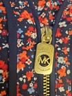 Michael Kors 1 2 Zip Vneck Flower Pattern Blouse  Roll Tab Sleeves No Flaws 927 