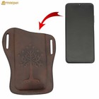 Genuine Leather Belt Pouch For Mobile Holding Embossed Phone Case Unisex Gift