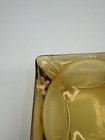 Vintage 3 25  Square Amber Glass Ashtray Four Cigarette Holders