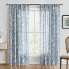  Linen Sheer Curtains For Bedroom  Blue White Blossom Print Curtains 84 Inches 