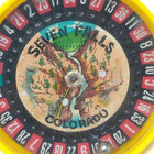 Vintage Seven Falls Colorado Pocket Roulette Wheel Miniature Toy 3  Tin Litho