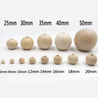 6mm-50mm Diameter Natural Round Wooden Craft Wood Balls Beads Sphere With Hole