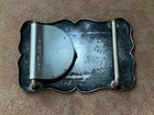 Vintage Western Diablo Solid Sterling Silver Etched Belt Buckle Ships Free