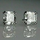 6 00 Ct Asscher Cut Real Moissanite Studs Vvs1 White Gold Finish 925 Silver