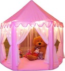 Princess Tent Pink Polyester 55x53 Inch Kids Castle Play House With Star Lights