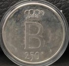 Belgium 1976 250 Francs Silver Prooflike Silver Coin In Capsule - 0 6711 Oz Asw