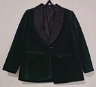 Boys Velvet Coat Piano Blazer Lapel Tuxedo Fake Pockets Jacket Green Size 8