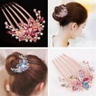 Women Rhinestone Crystal Wedding Flower Hair Comb Clip Hairpin Bridal Jewellery