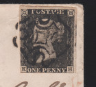 Gb Qv 1840 1d Penny Black Kh Cover Reversed  18  On Braintree Backstamp
