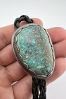 Vtg Navajo Sterling Silver Spiderweb Royston Turquoise Stamped Bolo Tie 52 3g
