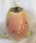 Fish Vase Kalmar V118 Pastel Gold Trim 50s Vintage Retro Jardiniere Pot Lustre